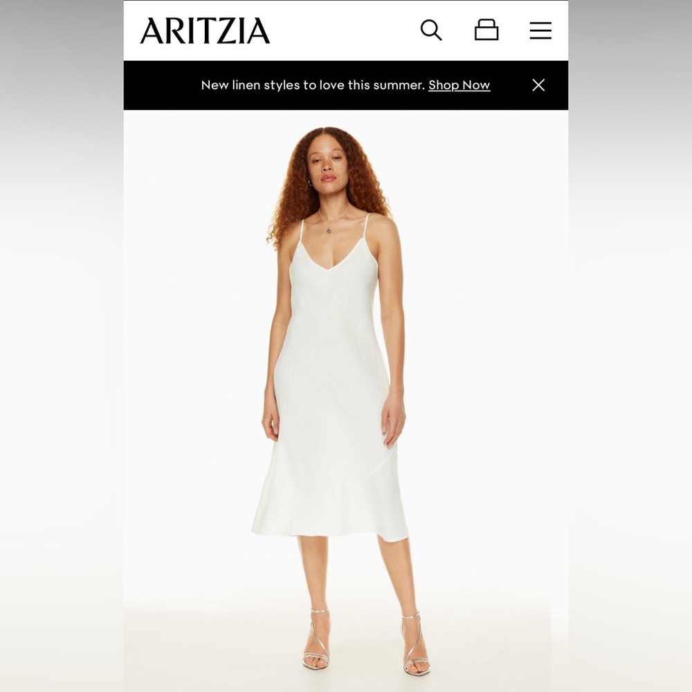 NWT Aritiza Wilfred Only Linen Slip Dress Sz Small White